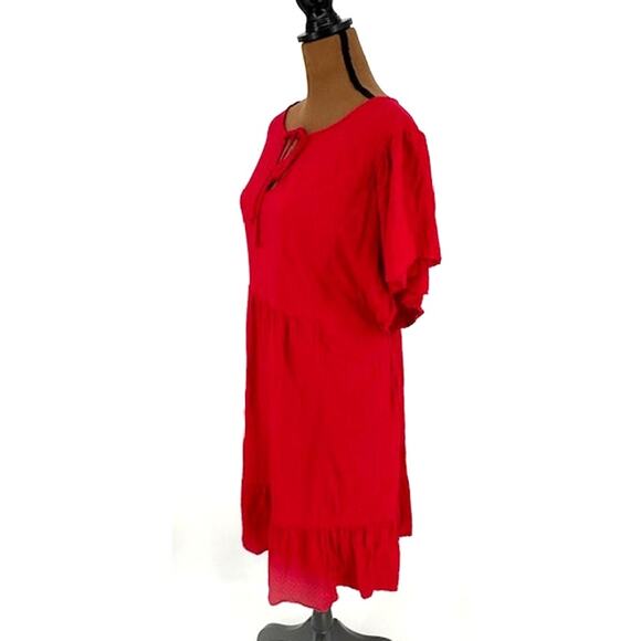 Knox Rose Red Midi Dress with Cap Sleeves and a Ruffle Hem – Size XXL - Picture 5 of 8